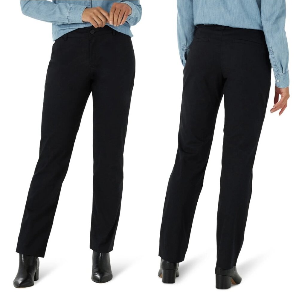 NWT Lee Women's Straight Leg Wrinkle Resist Stretch Pant Size 12 Long